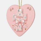 Roze, Christelijk kruishart ornament (Links)