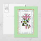 Roze Christelijke kruis Briefkaart (Voorkant / Achterkant)