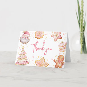 Roze Christmas Cookie Baby shower Bedankkaart