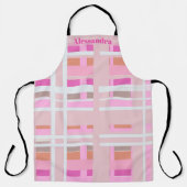 Roze Christmas plaid monogram blush wit sinaasappe Schort (Voorkant)