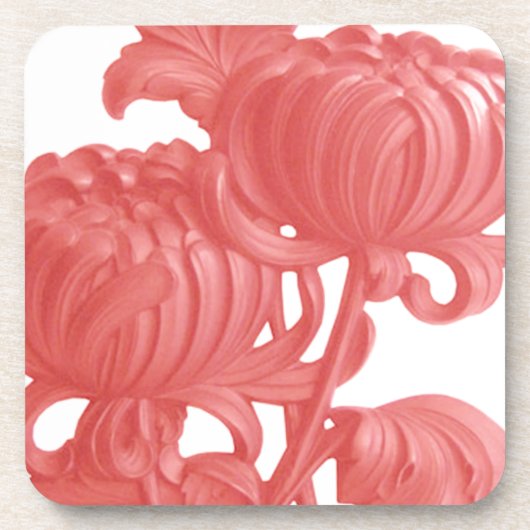 Roze Chrysanthemum Bier Onderzetter (Voorkant)