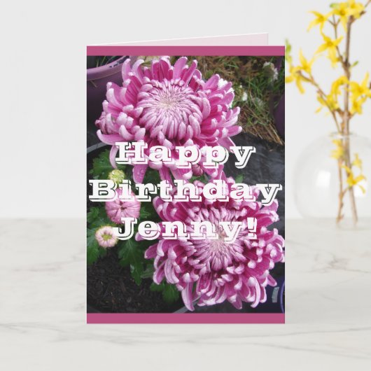 Roze Chrysanthemum bloemen bloemen Birthday Kaart (Gele Bloem)