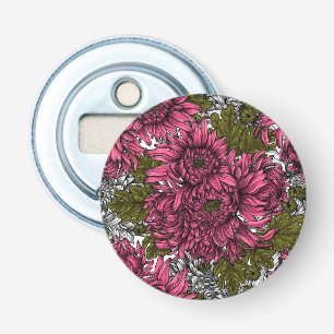 Roze chrysanthemum bloemen button flesopener