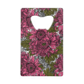 Roze chrysanthemum bloemen kredietkaart flessenopener (Voorkant)