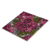 Roze chrysanthemum bloemen tegeltje (Zijkant)