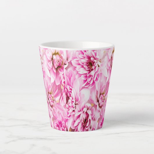 Roze Chrysanthemum Flower Latte Mok (Voorkant)
