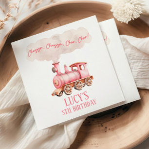 Roze Chugga Choo Choo  Trein Verjaardagsfeest Servet
