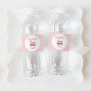 Roze Chugga Choo Choo Vintage Trein Verjaardagsfee Waterfles Etiket