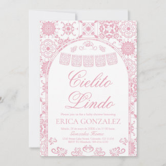 Roze Cielito Lindo Papel Picado Baby Shower Kaart