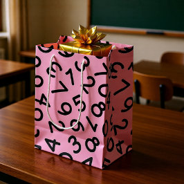 Roze Cijfer Patroon – Leuke Wiskunde Ontwerp Medium Cadeauzakje