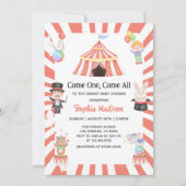 Roze Circus Carnaval baby Meisje douche Kaart (Voorkant)