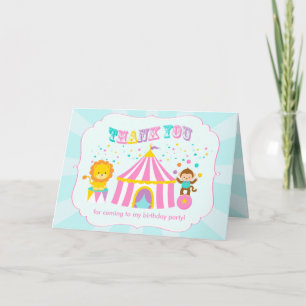 Roze Circus Carnaval gepersonaliseerd Dank u Bedankkaart