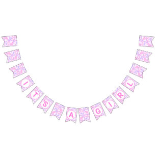 Roze Circus Cute Pattern Baby Girl Baby shower Vlaggetjes