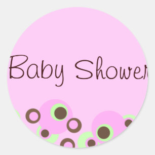 Roze cirkel ontwerp baby shower sticker/zegel ronde sticker