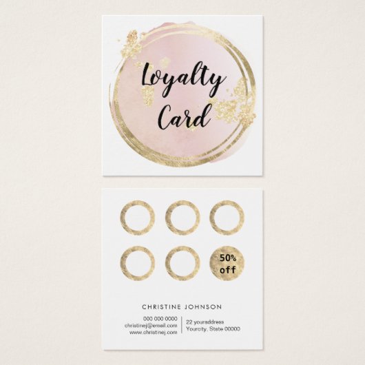 roze cirkel ontwerp loycard vierkante visitekaartjes (Voorkant /achterkant)