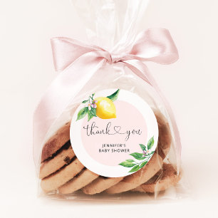 Roze citroen baby shower Dank je Ronde Sticker