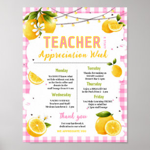 Roze citroen Docenten Waarderingsweek Itinerary Poster
