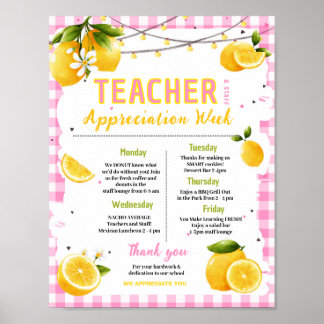 Roze citroen Docenten Waarderingsweek Itinerary Poster