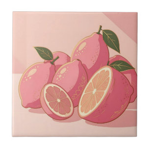 Roze Citroen Moderne Vrouwelijke Citrus Tegeltje
