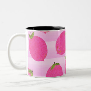 Roze citroenen limonade zomer fruit aquarel tweekleurige koffiemok