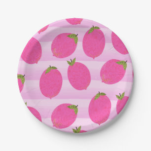 Roze Citroenen Limonade Zomer Fruit Waterverf Fees Papieren Bordje