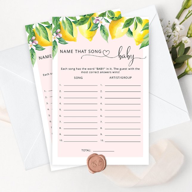 Roze citroennaam die het baby shower spel van het  (Creator heeft geüpload)
