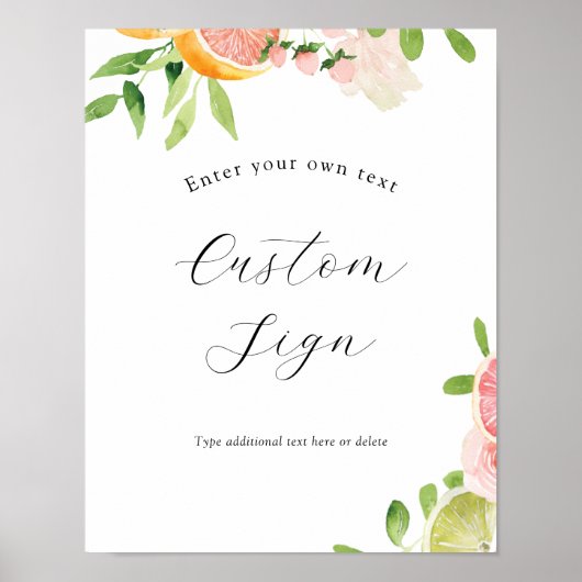 Roze citrus aangepast tekstbord poster (Voorkant)