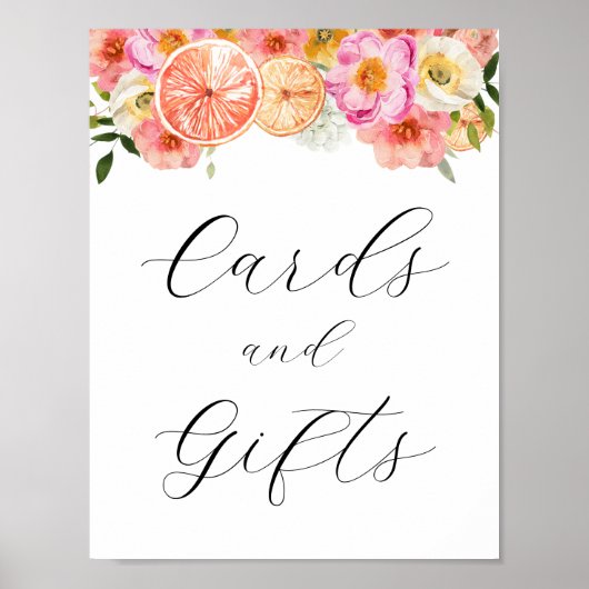 Roze Citrus Bloemen Kaarten en Geschenken Teken Poster (Voorkant)