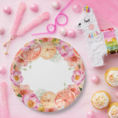 Roze Citrus Bloemen Papieren Bordje (Feest)