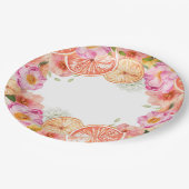 Roze Citrus Bloemen Papieren Bordje (Gekanteld)