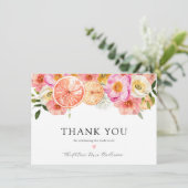 Roze Citrus BloemenBruids Douche Dank u Bedankkaart (Staand voorkant)