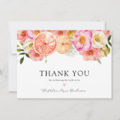 Roze Citrus BloemenBruids Douche Dank u Bedankkaart (Voorkant)