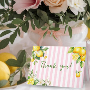 Roze Citrus Citroenen Baby Shower Bedankkaart