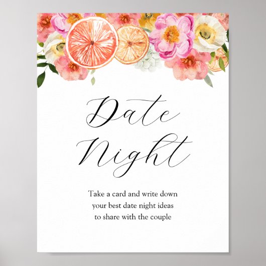 Roze Citrus Datum Nacht Ideeën Vrijgezellenfeest T Poster (Voorkant)
