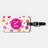 Roze Citrus Waterverf Polka Dots Bagagelabel (Voorkant horizontaal)