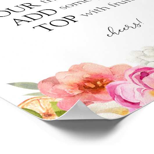 Roze citrusbloem Mimosa Bar bord Poster (Hoek)