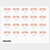 Roze citrusbloemen babyshower-boekplaat vierkante sticker (Vel)