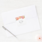 Roze citrusbloemen babyshower-boekplaat vierkante sticker (Envelop)