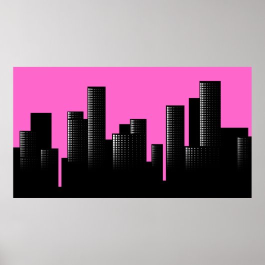 roze cityscape poster (Voorkant)