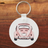 Roze Classic  Buggy Bug Auto gepersonaliseerd Sleutelhanger (Achterkant)