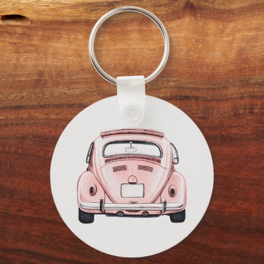 Roze Classic  Buggy Bug Auto gepersonaliseerd Sleutelhanger (Achterkant)