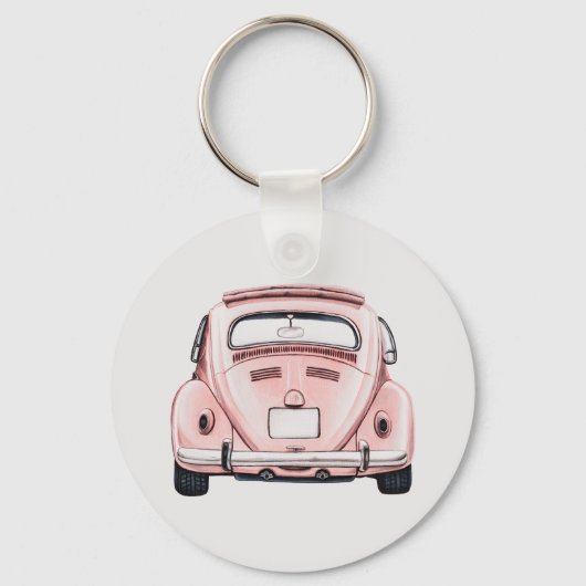 Roze Classic  Buggy Bug Auto gepersonaliseerd Sleutelhanger (Achterkant)