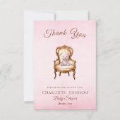 Roze Classic Meisje Baby shower Bedankt (Voorkant)