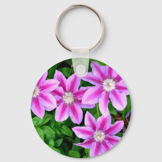 Roze Clematis en wilde Oregano Sleutelhanger (Voorkant)
