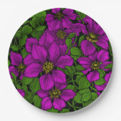 Roze Clematis vine Papieren Bordje (Voorkant)