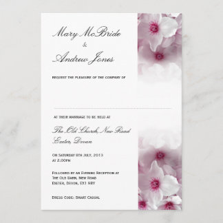 Roze Clematis - Wedding Invitation Kaart