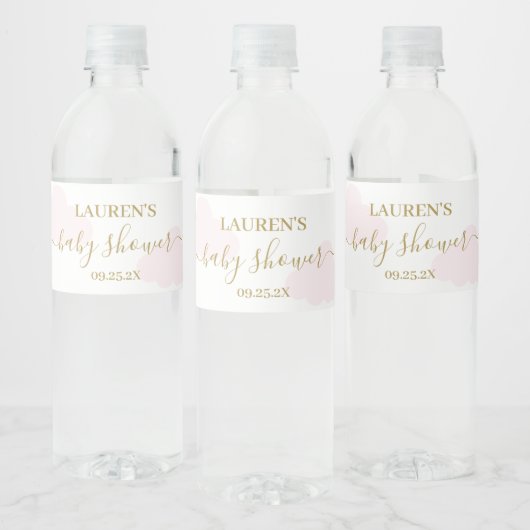 Roze Cloud Baby shower Meisje Drank Label Set Waterfles Etiket (Flessen)
