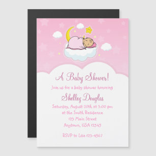 Roze Cloud Girl Magnetic Baby Shower-uitvindingen Magnetische Uitnodiging