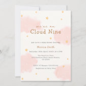 Roze Cloud Nine Meisje Baby shower Kaart (Voorkant)