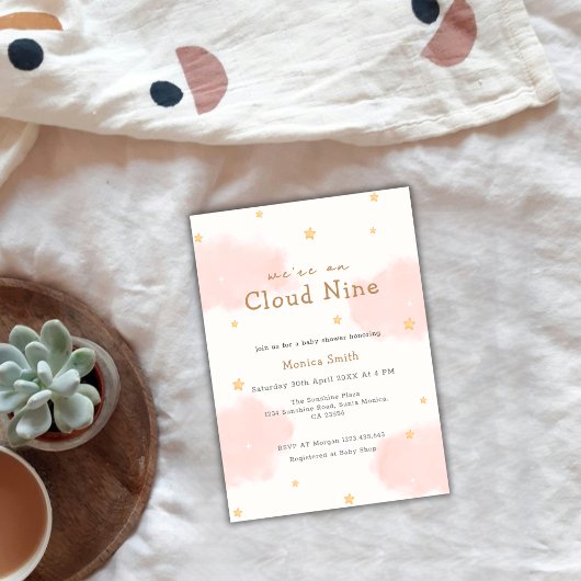 Roze Cloud Nine Meisje Baby shower Kaart